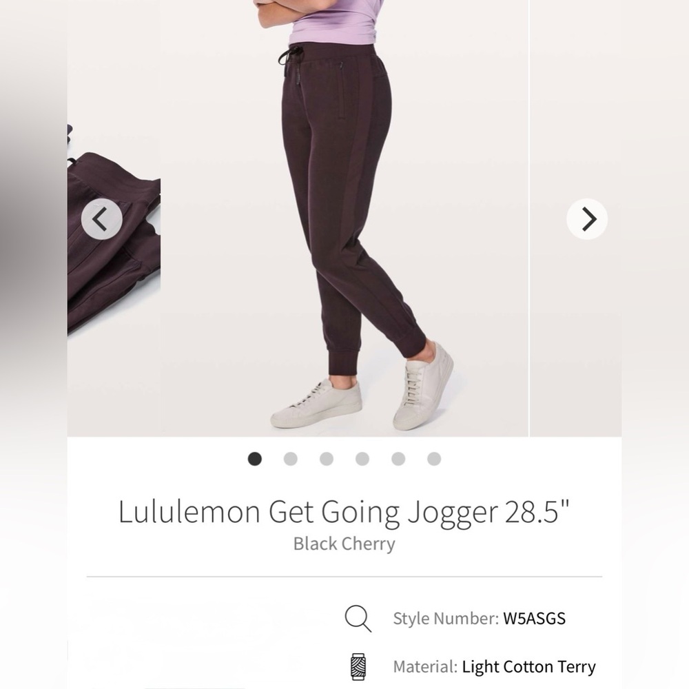 lululemon Cotton Black Cherry Jogger 6